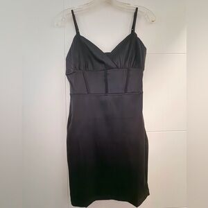 Satin Black Mini Dress with Spaghetti Straps